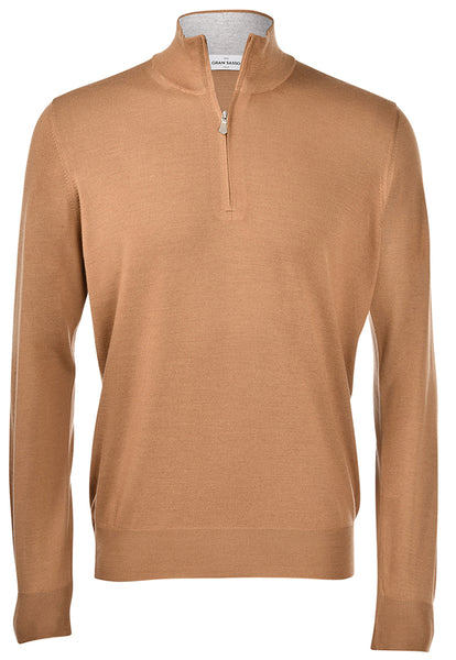 Halve Zip Trui Camel by Gran Sasso 🇮🇹
