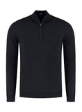 Trento Quarter Zip Black Blue Merino Wol